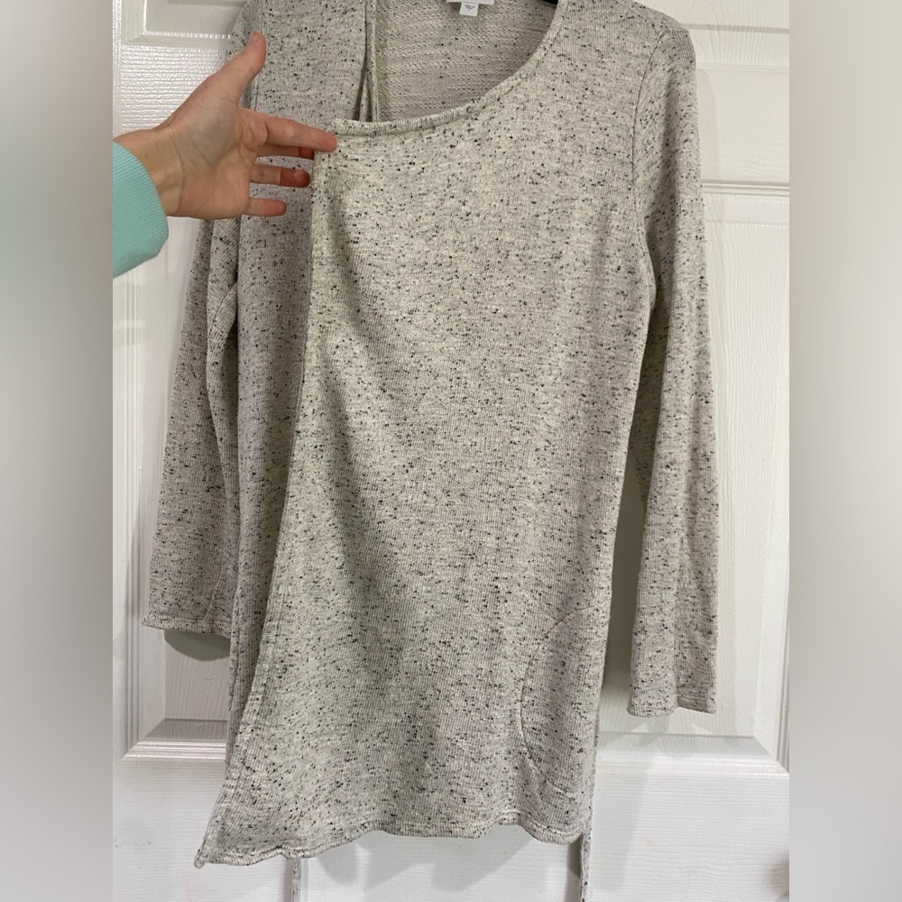 J Jill Pure Jill Womens Cozy Neutral Minimalist Open Front Tie Cardigan Size S - Picture 6 of 8